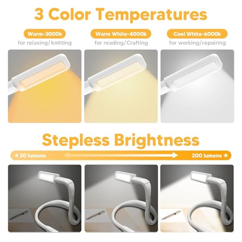 Neck Light Book Lovers Gifts: Crochet Accessories Knitting Gifts for Mom Christmas Stocking Stuffers for Men Women Husband Wife Teens Readers White Elephant Gift Exchange Sewing Supplies Reading Light - color: White