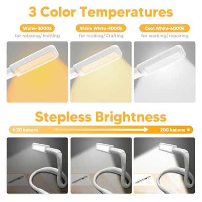 Neck Light Book Lovers Gifts: Crochet Accessories Knitting Gifts for Mom Christmas Stocking Stuffers for Men Women Husband Wife Teens Readers White Elephant Gift Exchange Sewing Supplies Reading Light - color: White