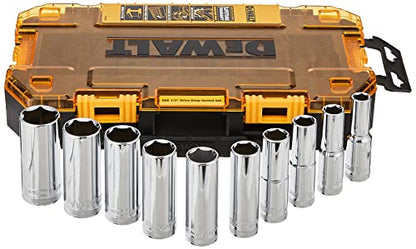 DEWALT DWMT73814 SAE Drive Deep Socket Set (10 Piece), 1/2" - style: SAE socket set