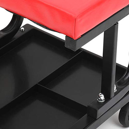 ECCPP Rolling Creeper for Seat Mechanic Stool Chair for Auto Car Garage with On-board Storage Tray with 300 lbs Capacity