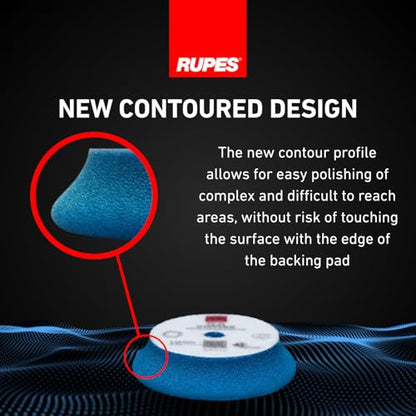 RUPES 9.DA100H Pack of 24 Blue D-A Coarse Cutting Foam Pads 100mm | Ideal for Paint Correction | Mild to Severe Defect Removal | Compatible with 4" Backing Plate - size: Coarse 100mm, style: Pack of 24