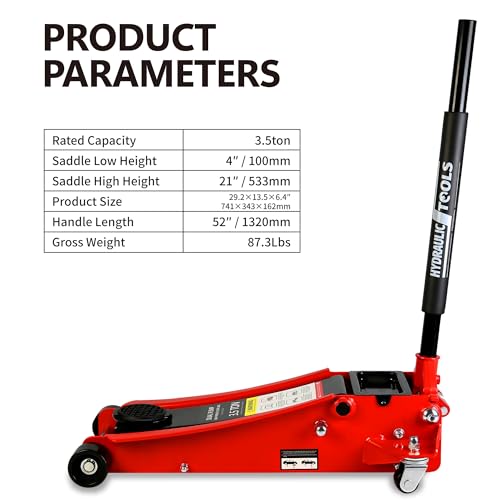3.5 Ton Low Profile Floor Jack Hydraulic Jack Heavy Duty Steel Floor Jack with Dual Piston Quick Lift Pump 3.5 Ton (7000 lb) Capacity Lift Range 4.0"-21.0" Red - color: Red 3.5T Dual Pump 4.0"-21.0"