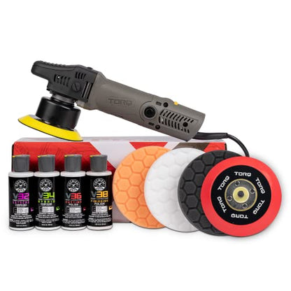 Chemical Guys BUF_503X TORQX Random Orbital Polisher, Pads, Polishes & Compounds Kit Cly_KIT_2 Medium Duty Clay Bar and Luber Synthetic Lubricant Kit
