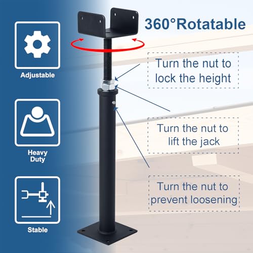4 Pack U-Shaped Floor Jack, Heavy Duty Adjustable Steel Telepost with U-Head for 4x2, 4x4, 4x6 Joists, 15-19 Inch Adjustment Range, Screw Jack Post for Beam Support & Leveling - size: 15-19