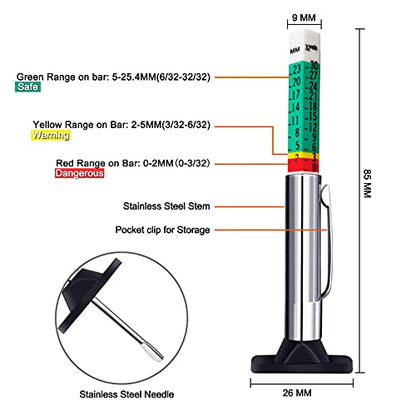 Godeson 88702 Smart Color Coded Tire Tread Depth Gauge (Pack of10) - size: 10 Pack