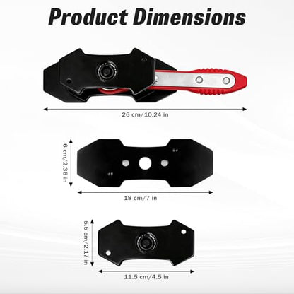360° Ratcheting Brake Caliper Press Tool with 2 Steel Plates, 2 Hooks & Work Gloves, Universal Piston Spreader for Car Truck Disc Brake Repair
