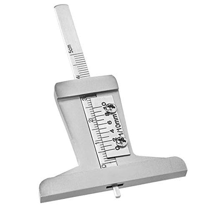 Tire Depth Gauge, Stainless Steel Tyre Depth Ruler Meter Caliper Checker for Car Truck Motorcycle 0-10mm