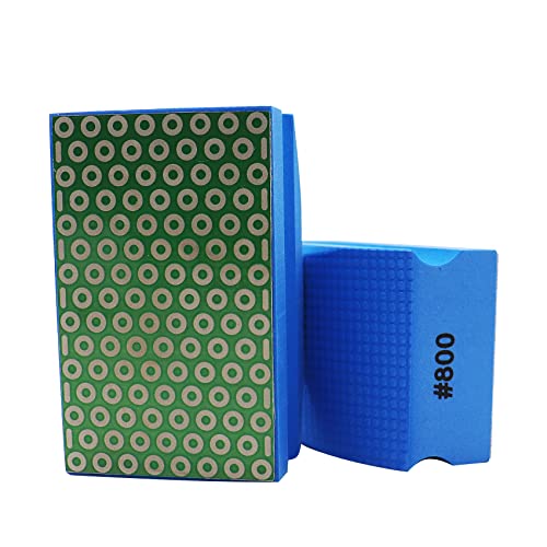 SHDIATOOL Diamond Hand Polishing Pads Foam Back for Granite Marble Stone Ceramic Grinding Pads Sanding Block Grit 800 Pack of 2 - style: Grits 800