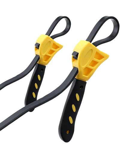 Oil Filter Wrench Set,Car Accessories Strap Wrench,Car Tool 24 Inch and 19.7 Inch Rubber Strap Wrenchs Plumbing,Adjustable Rubber Jar Opener,Suitable for Automobiles,Tractors (Yellow) - color: Yellow