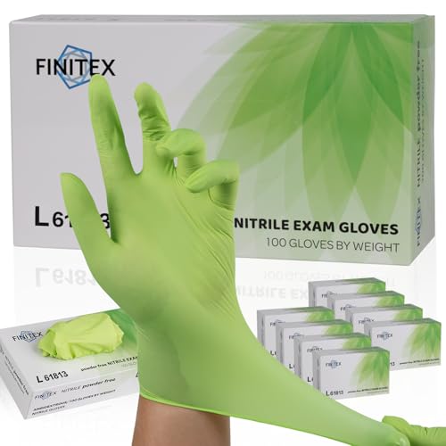 FINITEX Nitrile Disposable Gloves - Green 3.5mil 100/1000PCS Powder-Free Latex-Free Medical & Food Use - color: Green (Large 1000)