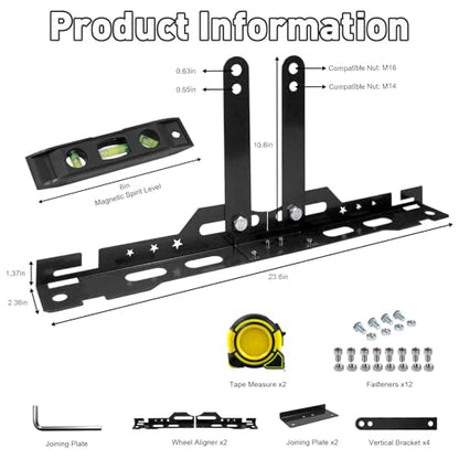 Wheel Alignment Tool Kit with 2 Measuring Tapes & Bubble Level Gauge, Heavy-Duty Toe Plates for Car SUV Truck, DIY Camber Toe Alignment Tool Automotive for Tire Maintenance(Black) - color: Blcak