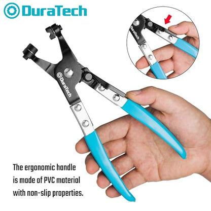 DURATECH Hose Clamp Pliers, Spring Hose Clamp Tool with Swivel Flat Band | Automotive and Radiator Repair Tool for the Removal and Installation of Flat Band and Spring Hose Clamp