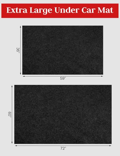HFKPJRT 2 Pcs Motorcycle Mat for Garage, Garage Floor Mats for Under Car, Absorbent Rubber Mat, Waterproof, Protect Garage Surface from Spill & Stain, Black, 36"x60", 60"x72"