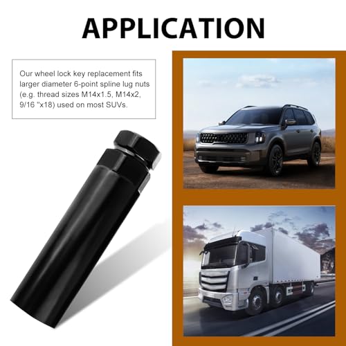 MLY 6 Spline Lug Nut Socket, Lug Nut Removal Tool 3/4" (19mm) & 13/16" (21mm) Hex, Fuel Wheel Lock Key for Aftermarket Socket, Compatible with M14x1.5, M14x2, 9/16 “x18 (Black) - size: 6 Spline