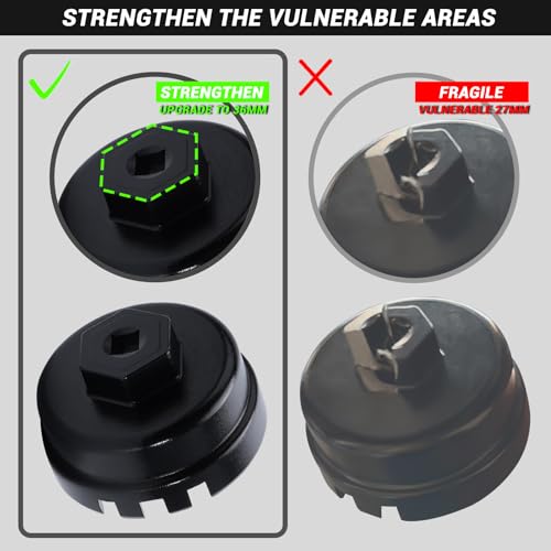 64mm 14 Flutes/6 Slots Oil Filter Cap Wrench Removal Tool Socket Compatible with Toyota, Lexus, Prius, and Scion Vehicles Equipped with 1.8L 4-Cylinder engines, Black Heavy-Duty Aluminum - size: 6 Slot, style: Aluminum - 6 Slot