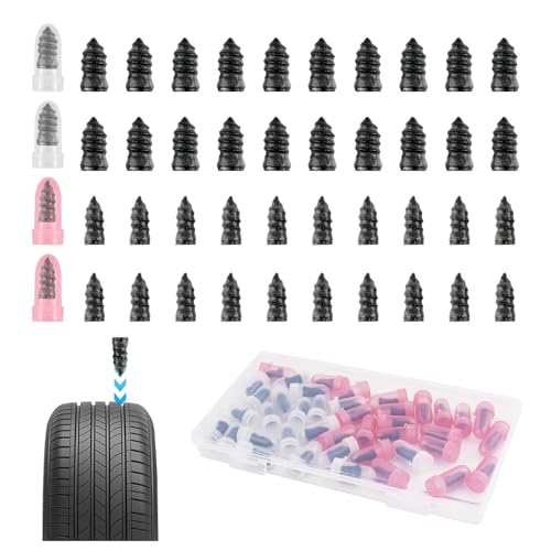 40PCS Tire Repair Rubber Nail Kit,Self Tapping Tire Plug Kit with Large & Small Sizes for Tubeless Tires,Emergency Tires Repair Screws Kits for Car/Truck/Motorcycle - color: 40PCS