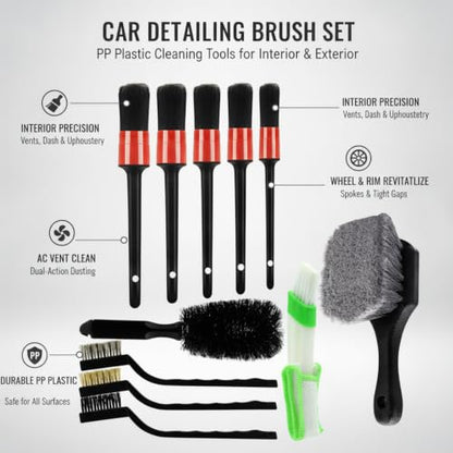 Interior Vents & Wheel Spoke Cleaning Kit, Car Detailing Brush Set with PP Plastic Tools for Dashboard and Exterior Crevices - size: 12.6 x 3.94 x 1.97 in