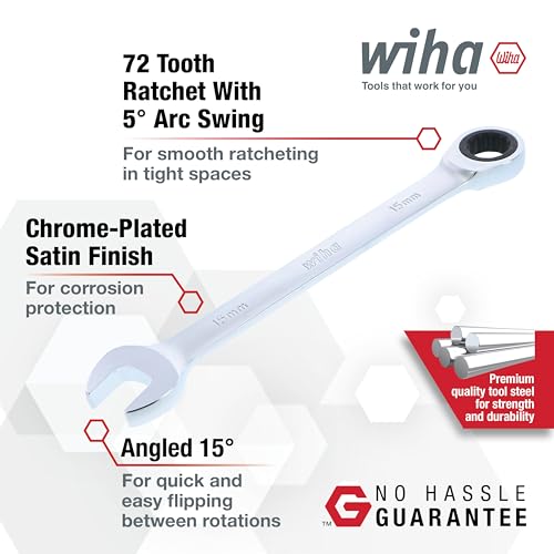 Wiha 30392 31-Piece Ratcheting Wrench Set – SAE & Metric, 12-Point Box and Open Ends, Full Drawer Tray