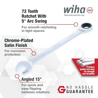 Wiha 30392 31-Piece Ratcheting Wrench Set – SAE & Metric, 12-Point Box and Open Ends, Full Drawer Tray