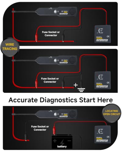 Automotive Circuit Tester Wire Tracer DC 6-42V, Circuit Breaker Finder with Flexible Probe, Open & Short Circuit Locator, Cable Tracker, Broken Wire Detector, Continuity Testers for Cars, Trucks, RVs