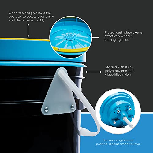 System 4000 Polishing Pad Washer – Pure Flo Cleaning Bucket System w/Controlled Pump & Removable Basin - Wool & Foam Pad Cleaner