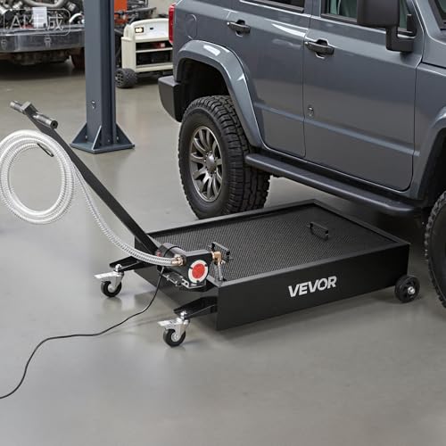 VEVOR Low Profile Oil Drain Pan, 15 Gallon Capacity, Rolling Oil Drain Pan with Electric Pump & 7.2 ft Hose, Leak-Proof & Corrosion-Resistant, Fit for Cars, SUVs, Trucks, Motorcycles, ATVs, Metal - size: 41.34 x 24.61 x 25.98 in