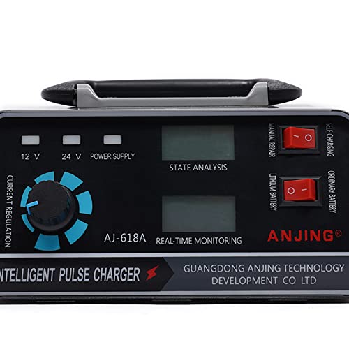 12V/24V Lithium Lead Acid Battery Charger with LCD Display, Intelligent Battery Maintainer Trickle Charge for Car, Motorcycle, Van