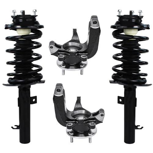 Detroit Axle - 4pc Front Steering Knuckles Kit for 2006-2007 Ford Focus, Steering Knuckles & Wheel Bearing Hubs Struts w/Coil Spring Replacement Suspension Quick Install Ready Struts Shocks Assembly - size: 4QU47690/ Big strut kit