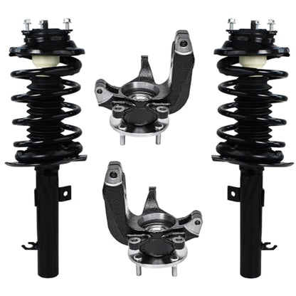 Detroit Axle - 4pc Front Steering Knuckles Kit for 2006-2007 Ford Focus, Steering Knuckles & Wheel Bearing Hubs Struts w/Coil Spring Replacement Suspension Quick Install Ready Struts Shocks Assembly - size: 4QU47690/ Big strut kit