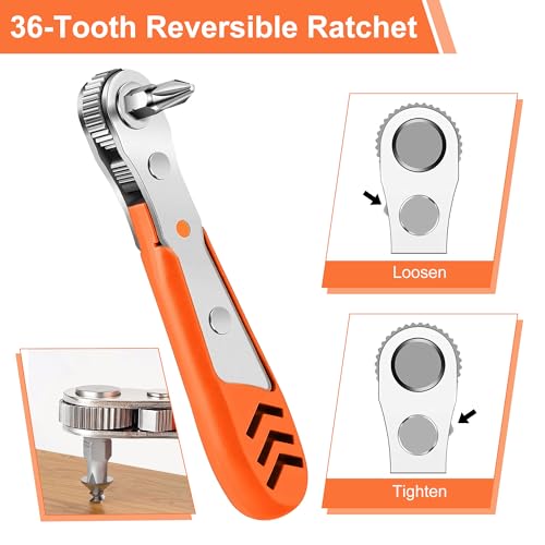 24 in 1 Right Angle Ratcheting Screwdriver Set for tight spaces | with 36-Tooth Ratchet, Multi-Bit Driver Kit for Home DIY, Electronics, Auto Repair & Furniture Assembly - style: 24pcs Ratchet Screwdriver Set
