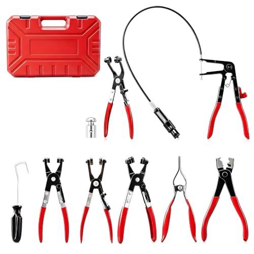 Saker Hose Clamp Pliers Set, Automotive Clamp Removal Tool Kit, Spring Clip Pliers, Flexible Cable Clamp Tool - 9PCS Heavy Duty Locking Kit for Car Engine Repair Tight Space Mechanic DIY - size: 9PCS
