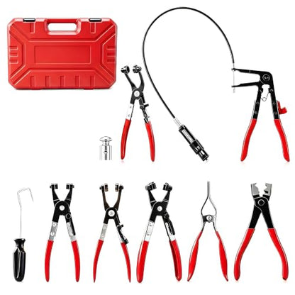 Saker Hose Clamp Pliers Set, Automotive Clamp Removal Tool Kit, Spring Clip Pliers, Flexible Cable Clamp Tool - 9PCS Heavy Duty Locking Kit for Car Engine Repair Tight Space Mechanic DIY - size: 9PCS