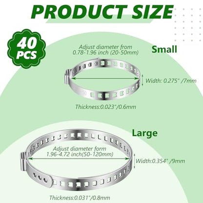 40 Pcs 304 Stainless Steel Cv Boot Clamps, 20 Piece Small and 20 Piece Large Stainless Steel Universal Adjustable Axle Cv Joint Boot Crimp Clamp Kit