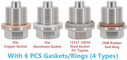 1PC M18x1.5 Stainless Steel Magnetic Engine Transmission Oil Drain Plug Fit Acura Honda Toyota BMW Volvo Porsch Can-Am Rolls-Royce Select Model, Replace 90021900930, 90341-18023, DP007 - size: M18x1.5