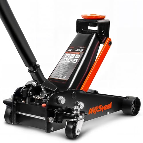 AV Steel 3 Ton Floor Jack (6000 lbs), Single Piston Steel Hydraulic Floor Jack, Lift Range 5.5" to 18.5", Fits Cars, SUVs & Standard Trucks - Not for Lifted Vehicles or Heavy-Duty Trucks
