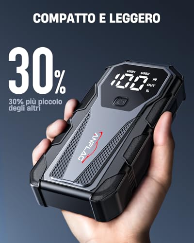 7000A Car Jump Starter 12V Battery Pack, 21800mAh Portable Jump Box for All Gas & 10L Diesel Engines, Smart Jumper Cables, Force Start, -20°C Cold Cranking, 200-Lumen SOS Light & Power Bank
