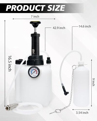 Brake Bleeder Kit with 3L Pressure Pump | 1L Catch Bottle, Fluid Dropper, Upgraded Adapters (43.5/45/49.5/50.7mm), Master Cylinders, One-Person Use