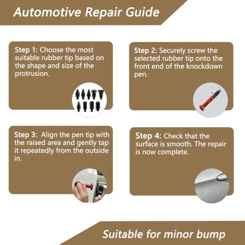 Paintless Dent Repair Kit Professional Auto Body Puller Tool - 11 Pack | Features PDR hammer, tap-down pen, and 9 shaped heads for car body and appliance metal panel DIY repair - size: Dent Puller Kit-11 Pack