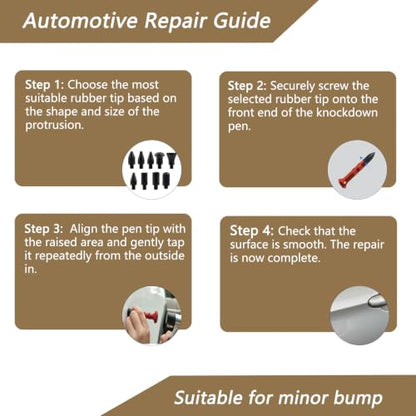 Paintless Dent Repair Kit Professional Auto Body Puller Tool - 11 Pack | Features PDR hammer, tap-down pen, and 9 shaped heads for car body and appliance metal panel DIY repair - size: Dent Puller Kit-11 Pack
