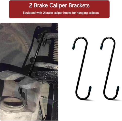 Ratchet Brake Caliper Adjustment Tool,Brake Caliper Press Caliper Piston Spreader Brake Tools,Brake Caliper Piston, Brake Caliper Press Ratchet with 2 Caliper Hooks 2 Steel Plates and Gloves