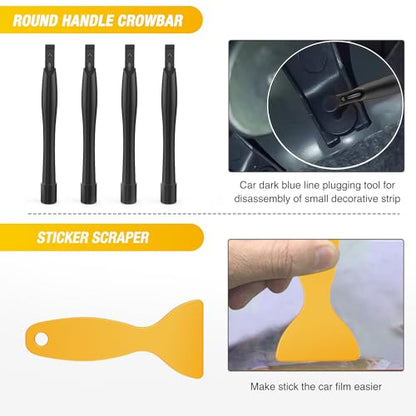 GOOACC 102Pcs Trim Removal Tool, Auto Push Pin Nylon Bumper Retainer Clip Set Fastener Terminal Remover Tool Round Handle Crowbar Kit Car/Radio Panel, Black - color: 102Pcs Clips+ Remover Black