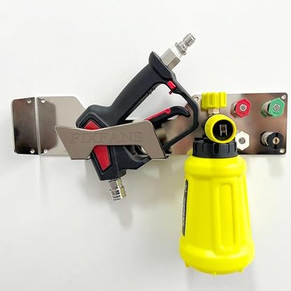 FIXFANS Pressure Washer Gun Holder, Wall Mounted Foam Cannon Tool Organizer | Power Washer Snow Foam Lance Tool Organizer, Nozzle Tips and Car Wash Accessories Kit Storage Rack, 1/4" Quick Connect - size: 2.87 ×16.54 × 3.88 INCH