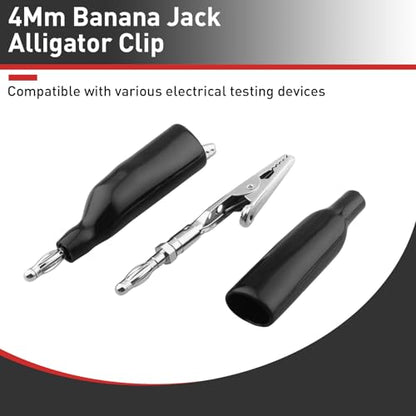 Compatible with Power Probe PPTK0023 4mm Banana Jack to Alligator Clip | Replacement Automotive Circuit Tester Multimeter Probe Connector Insulated Clamp 2Pcs