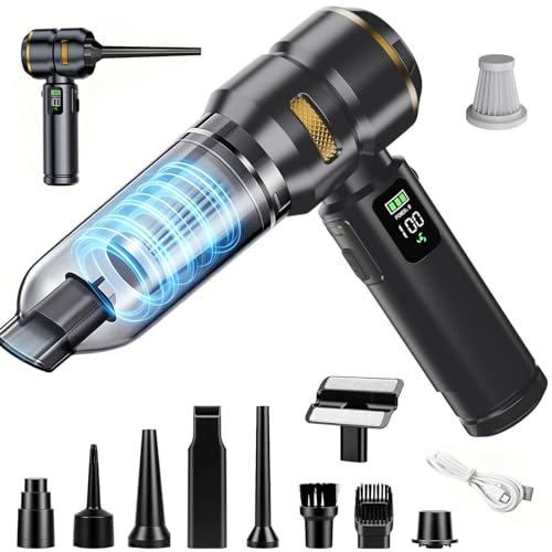 Car Vacuum Portable Cordless, 17000PA Cordless Handheld Car Vacuum Rechargeable, Brushless Motor with Digital Display, Mini Small Vacuums Cleaner for Office Desk Home Kitchen Car Pet Hair, Travel