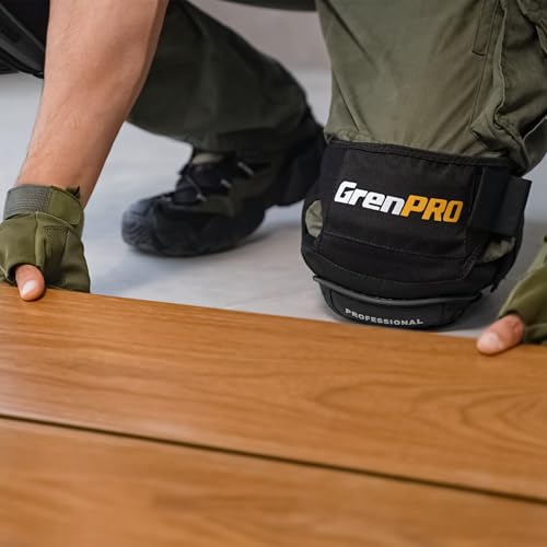 GRENPRO Heavy Duty Knee Pads, Gel Foam, Construction Work Gardening | Adjustable anti-slip straps, comfortable cushion for men and women, flooring, cleaning, tiling, roofing