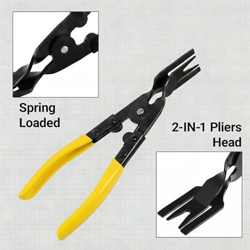 Automotive Panel Clip Pliers - Car Panel Upholstery Trim Clip Removal Tool Plier, Interior Clip Fastener Rivet Push Pin Panel Pliers, Repair Tool for Car Vehicle Dashboard Clip Remover Plier - color: Yellow