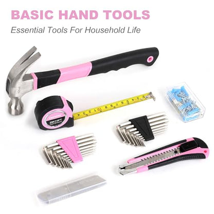 FASTPRO 225-Piece Pink Tool Set, SAE & Metric Mechanics Hand Tool Set with Toolbox, Home/Auto Repairing Tool Kit for DIY, Home Maintenance and Car Repairing