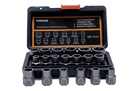 Screw Bolt Nuts Extractor Socket Set, 14 Pieces Impact Bolt & Nut Remover Set, Stripped Lug Nut Remover, Extraction Set for Removing Damaged, Frozen, Rusted, Rounded-Off Bolts, Nuts & Screws