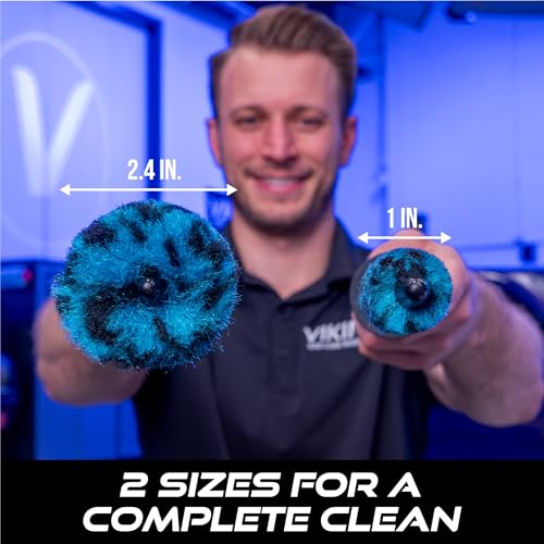 VIKING Wheel Barrel Brush Set, Cleaning Brush for Wheels and Car Detailing Kit, Includes Slim and Regular Diameters, 16 Inch Length, Teal, 2 Pack - style: 2 Pack