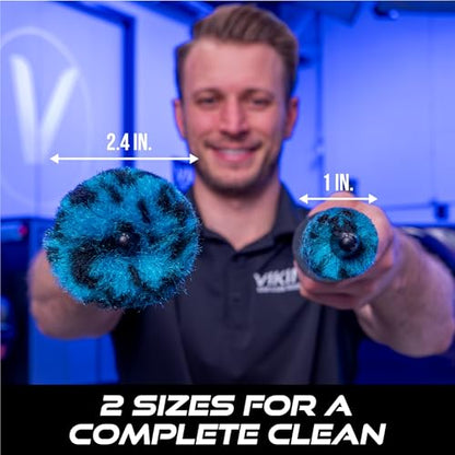 VIKING Wheel Barrel Brush Set, Cleaning Brush for Wheels and Car Detailing Kit, Includes Slim and Regular Diameters, 16 Inch Length, Teal, 2 Pack - style: 2 Pack